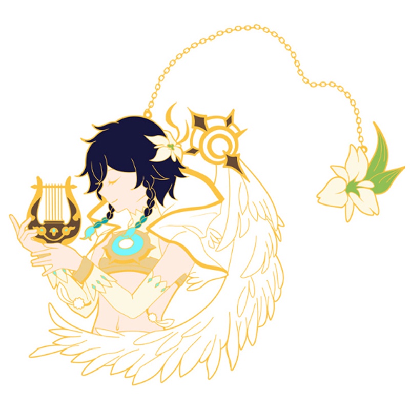 Ghim Cài Áo Kim Loại 2 Trong 1 Hình miko Hutao Xiao Kazuha Genshin impact