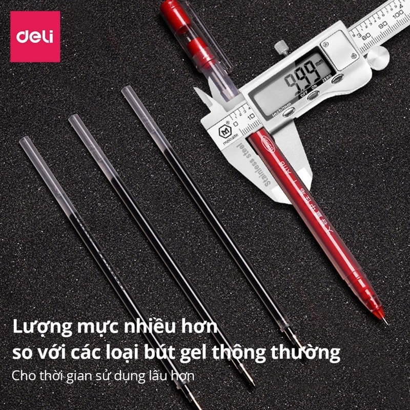 Bút gel mực nước A116 văn phòng 0.5mm Deli màu xanh đen đỏ nhanh khô viết đều trơn tru lâu hết mực chất lượng