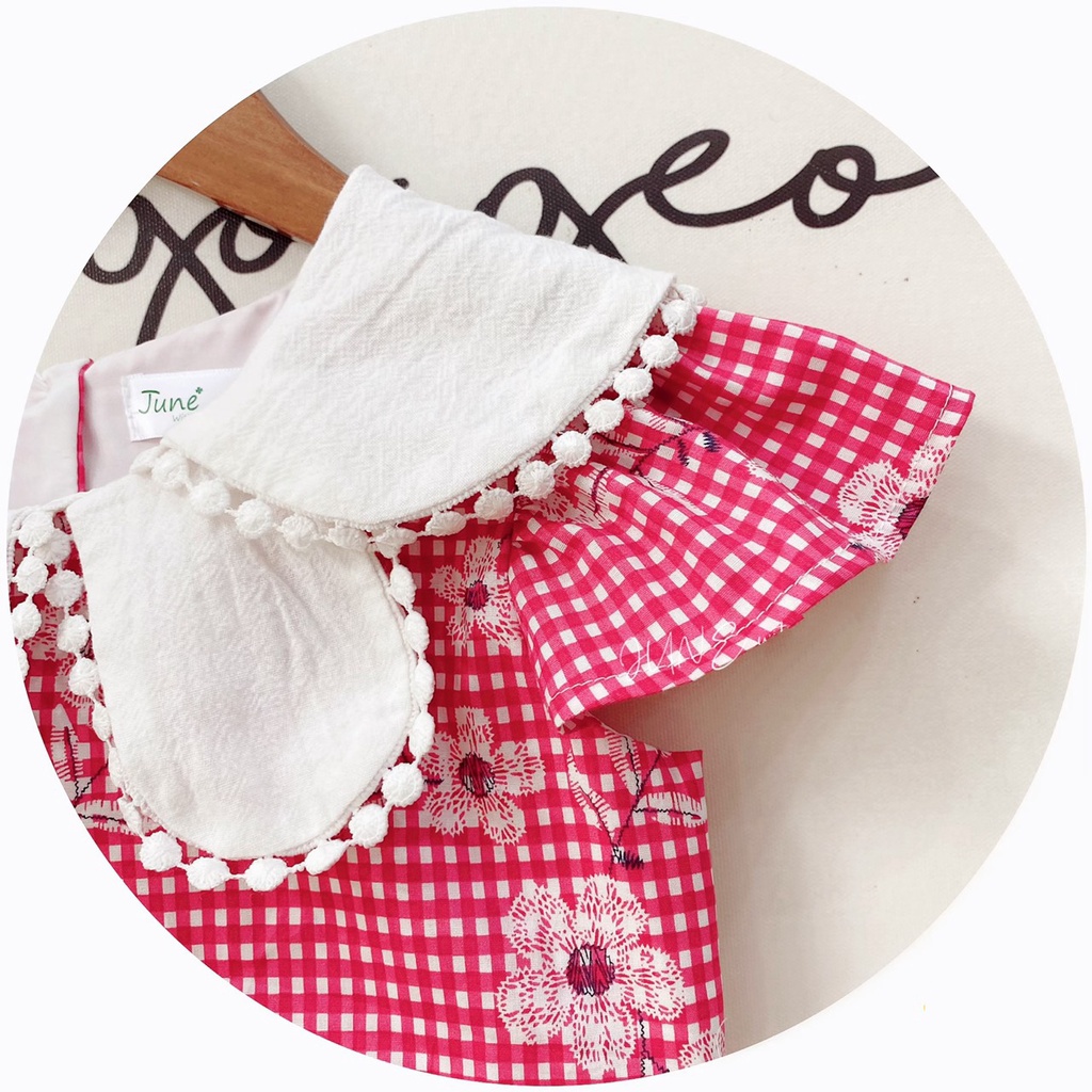 Váy hoa tiểu thư bé gái MINTSCLOSET Mint's Closet màu hồng cổ bèo tay ngắn 1 2 3 4 tuổi - GV0042 - GV0041 - GV0052