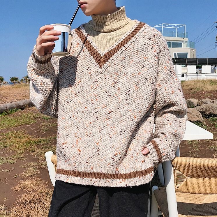 Áo Sweater Cổ Lọ Dáng Rộng Giả Nhiều Lớp Thời Trang Mùa Đông Cho Nam | BigBuy360 - bigbuy360.vn