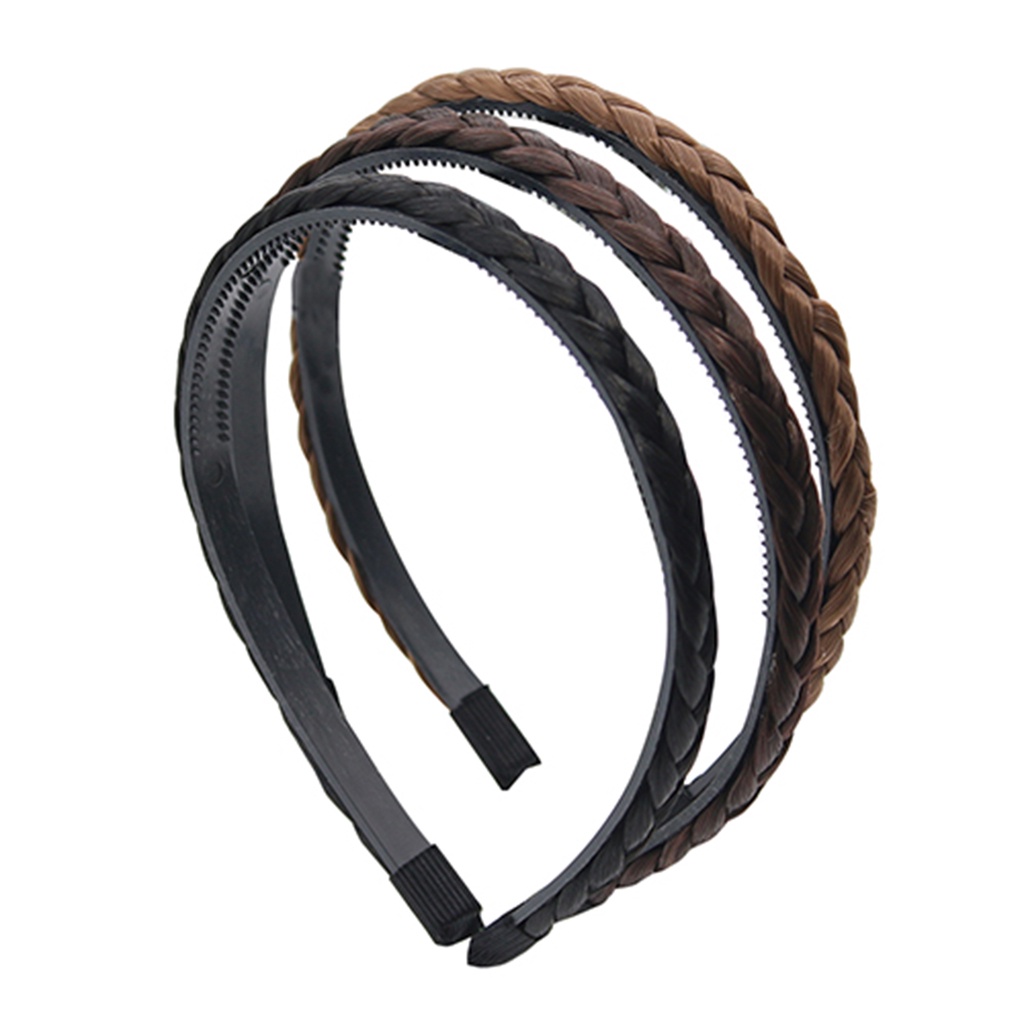 Băng đô cài tóc phối tóc giả thắt bính màu sắc dễ thương dành cho nữ