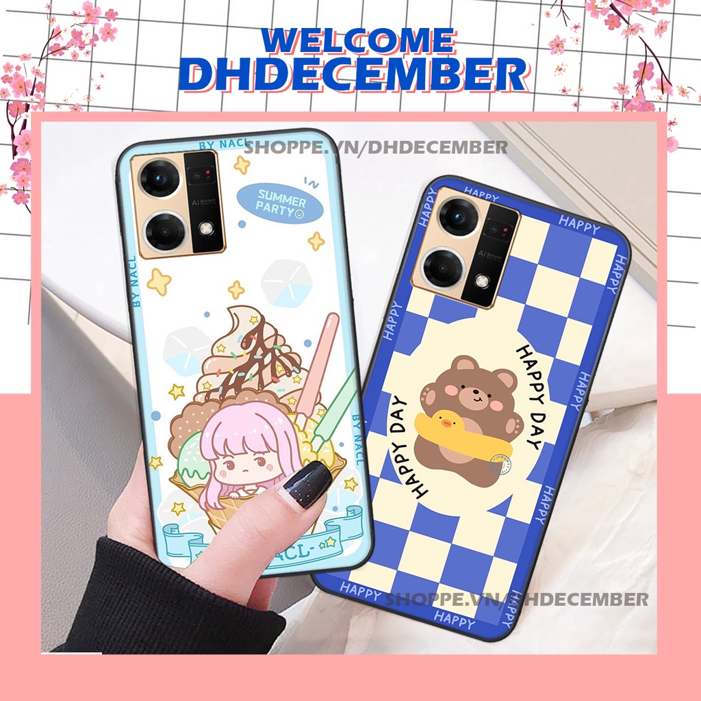 Ốp lưng Oppo RENO 7 4G ỐP BẢO VỆ CAMERA-in hình  3D GẤU HỒNG-GẤU BEER -CỰC XINH-RẺ