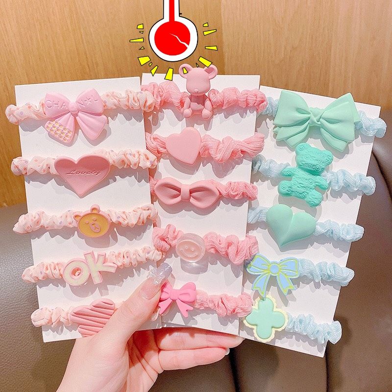 Set 5 chun buộc tóc gắn charm dễ thương
