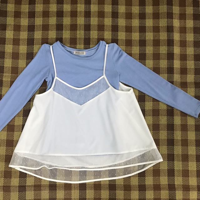 set áo thun tay dài phối áo von trắng