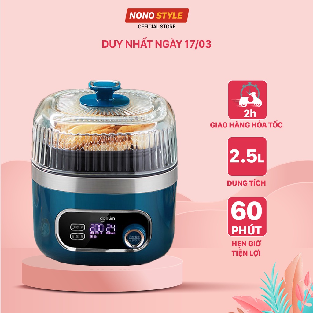 Nồi chiên không dầu đa năng Donlim DL7711, Dung tích 2.5 Lít, công suất 1000W, Bảo Hành 12 Tháng