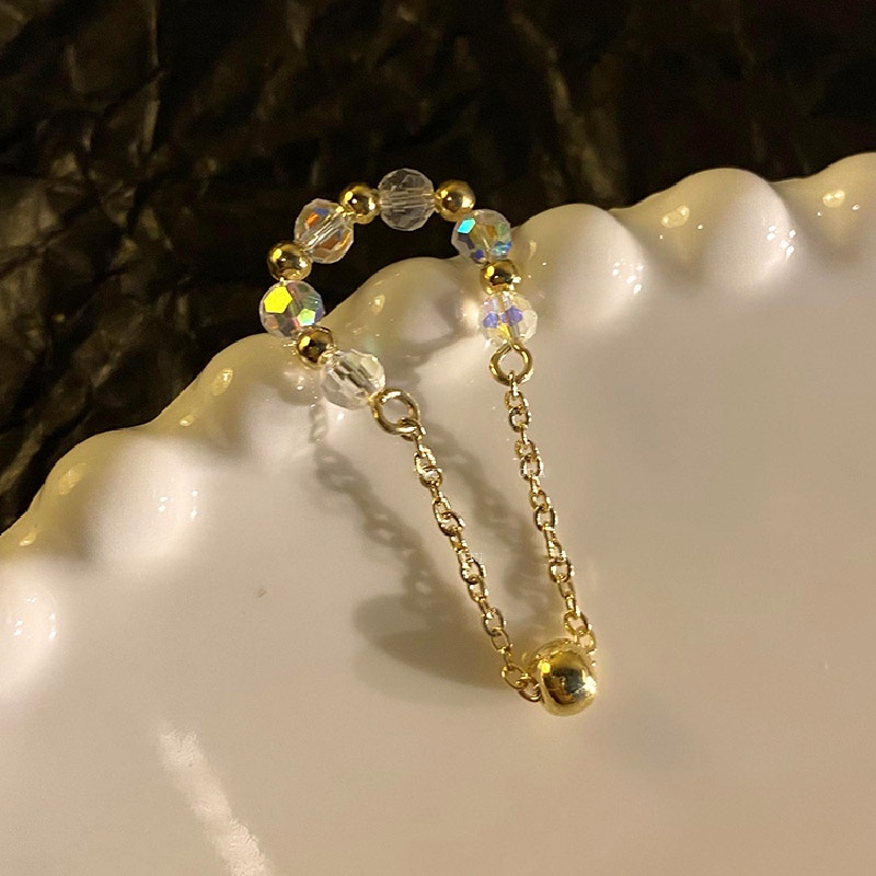 Bông tai dạng chuỗi hạt pha lê không xỏ lỗ duyên dáng sành điệu