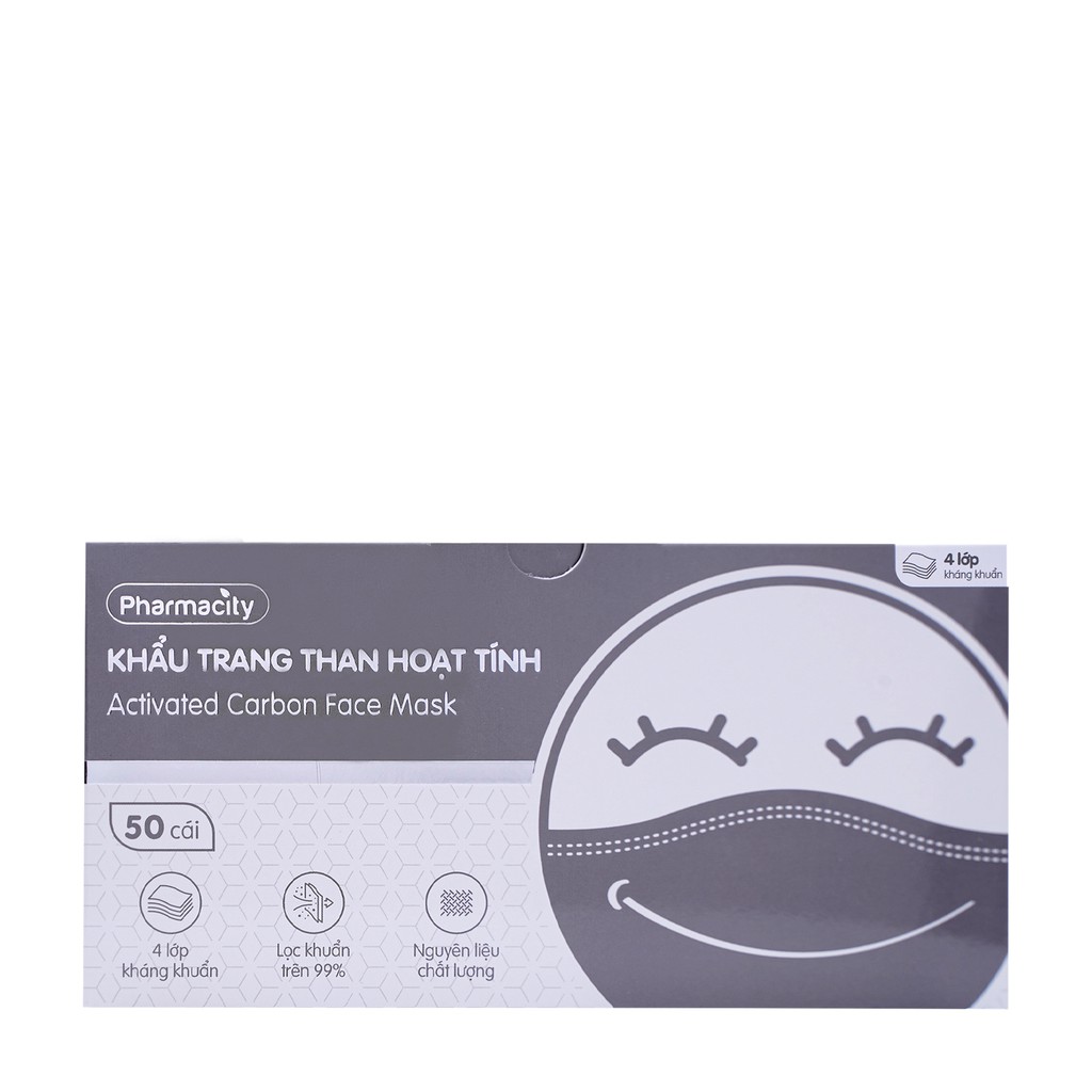 Khẩu trang y tế than hoạt tính 4 lớp Pharmacity