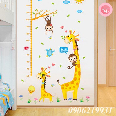 Tranh Decal Dán Tường Cho Bé (QUÁ RẺ) - Hình Đo Chiều Cao có sẵn lớp keo phía sau Cho Bé TE22