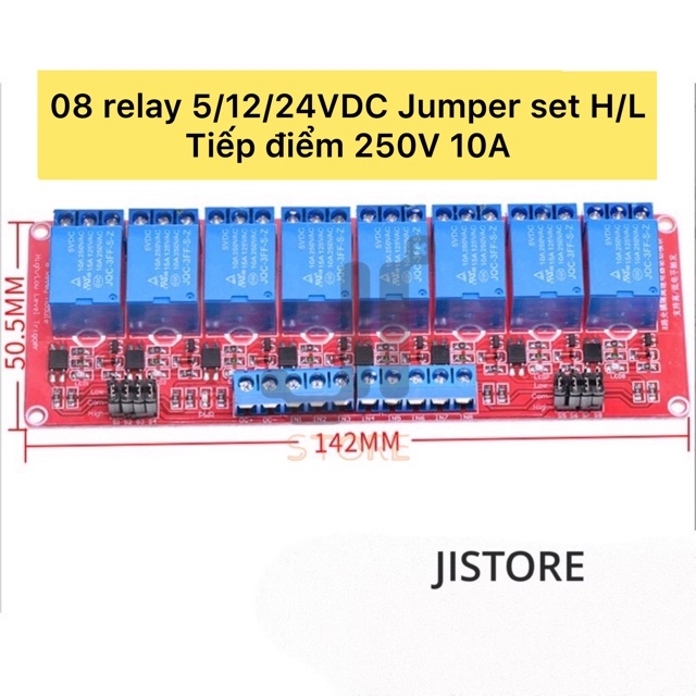 Mô đun Mạch rờ le Relay 1/2/4/8 kênh điều khiển 5/12/24VDC ngõ ra 250VAC 10A/30A, có jumper chọn tín hiệu H/L