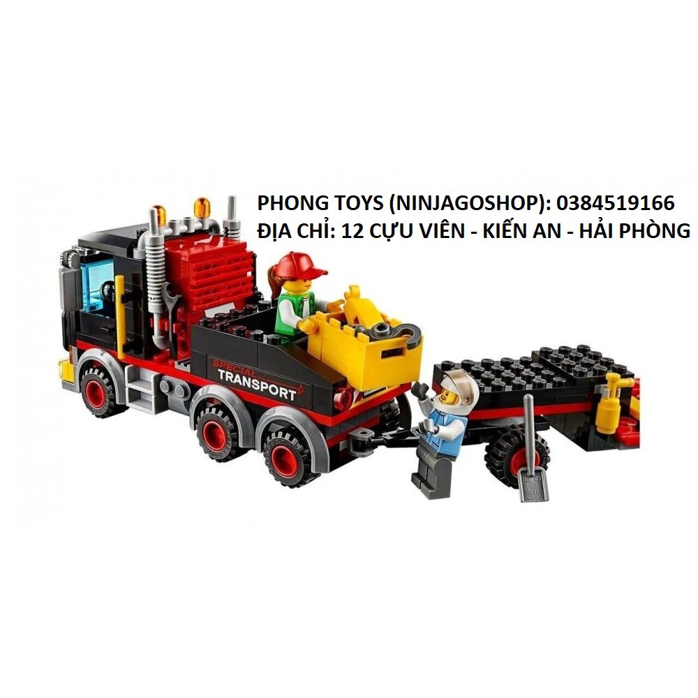 Lắp ráp xếp hình Lego City 60183 SY6963 lepin 02094 Bela 10872 : Xe vận tải hạng nặng chở máy bay - xe đầu kéo Container