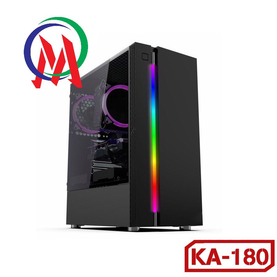 [Giá rẻ dủy diệt] Vỏ case máy tính VSP KA-180 đen LED RGB-Kính Cường Lực