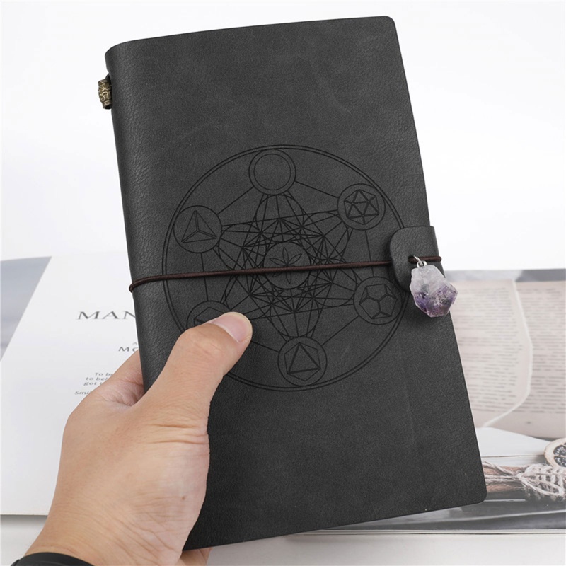 Sổ Tay Ghi Chú Bằng Da Màu Đen Co Giãn Dành Cho Văn Phòng / Trường Học