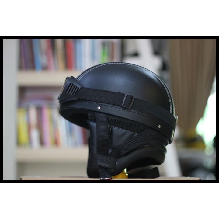 Mũ bảo hiểm Bogo Chip - Bảo hiểm bằng da màu đen