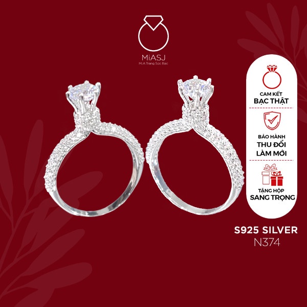 Nhẫn nữ bạc Ý S925 MiASJ nạm đá Cz cao cấp N374