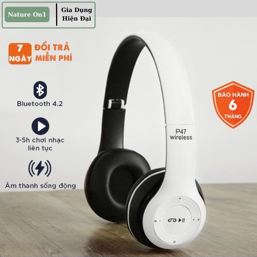 Tai Nghe Bluetooth P47 Hỗ Trợ Thẻ Nhớ Chất Lượng Âm Thanh Tuyệt Hảo Thiết Kế Phóng Khoáng Có Bảo Hành