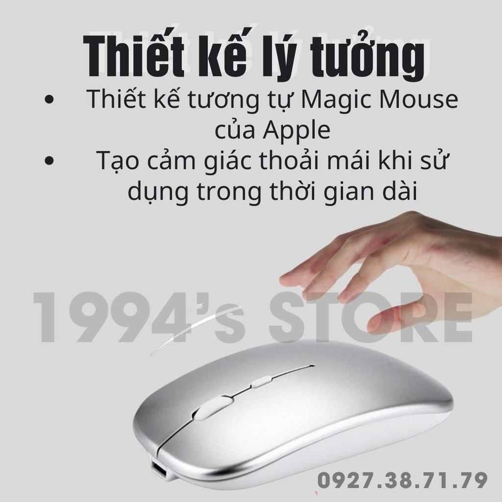 (CÓ SẴN) Chuột Không Dây X1 Bluetooth 5.1 và Wireless 2.4G Nhỏ Gọn, Nhẹ, Dùng Pin Sạc, Không Âm Thanh