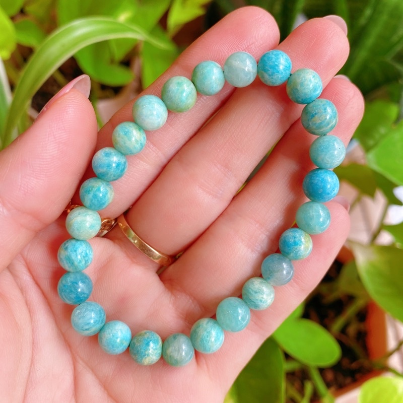 Vòng tay đá Năng Lượng Amazonite, Viên đá yên bình, giảm stress, Healing