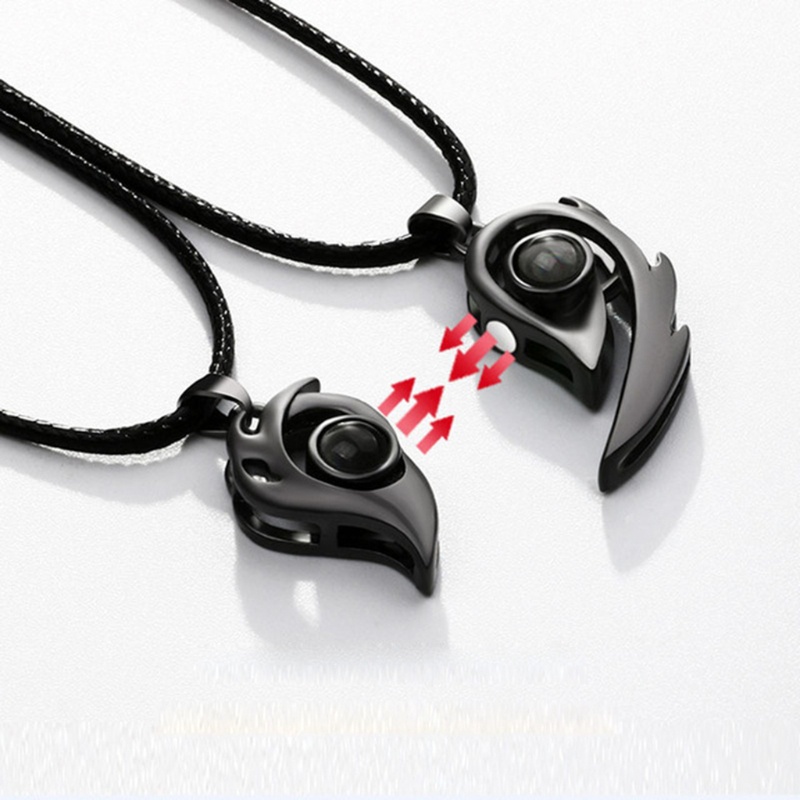 Vòng cổ Nam Châm Mặt Trái Tim 100 Ngôn Ngữ I Love You Đơn Giản Phong Cách Hàn Quốc Cho Cặp Đôi