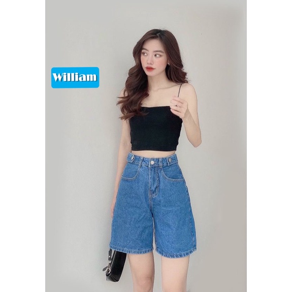 Quần jean ngố nữ lưng cao ống rộng vải jean denim không co dãn bền đẹp dễ phối đồ William - AT148