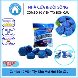 Bộ 10 viên tẩy diệt khuẩn thả bồn cầu xanh làm sạch bồn cầu diệt vi khuẩn