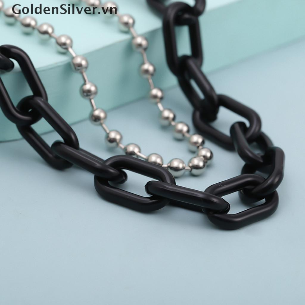Dây Xích Hai Lớp Bằng Acrylic Màu Bạc Phong Cách Punk Hip Hop Cá Tính Dành Cho Quần Jean