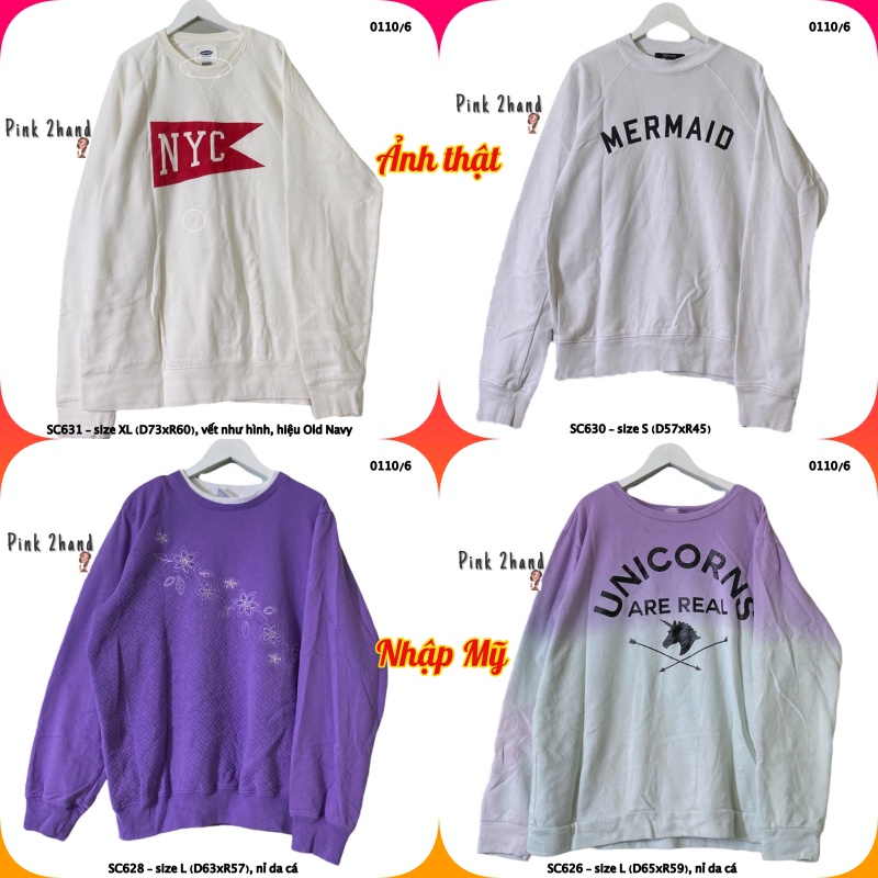 Áo Sweater nữ, nam 2hand, chất dày, size XL/XXL - 0712-3