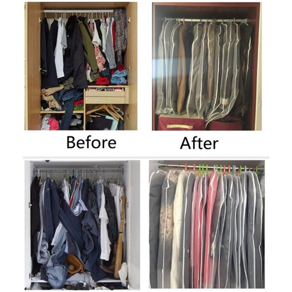 [CT]Túi Bọc Quần Áo Chống Bụi Bẩn Bằng Nhựa Trong Suốt Washable Dust Cover Transparent Clothing Pocket Suit bag