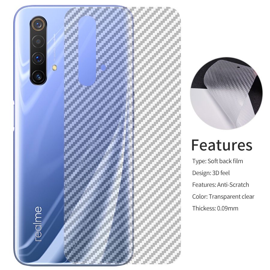 3 Trong 1 Kính cường lực + Miếng dán Cacbon + Kính Cường Lực Bảo Vệ Camera Sau Cho Realme 5 6 7 8 Pro 5i 6i 7i C3 C11 C12 C15 C17 C20 C21Y C25 C25S