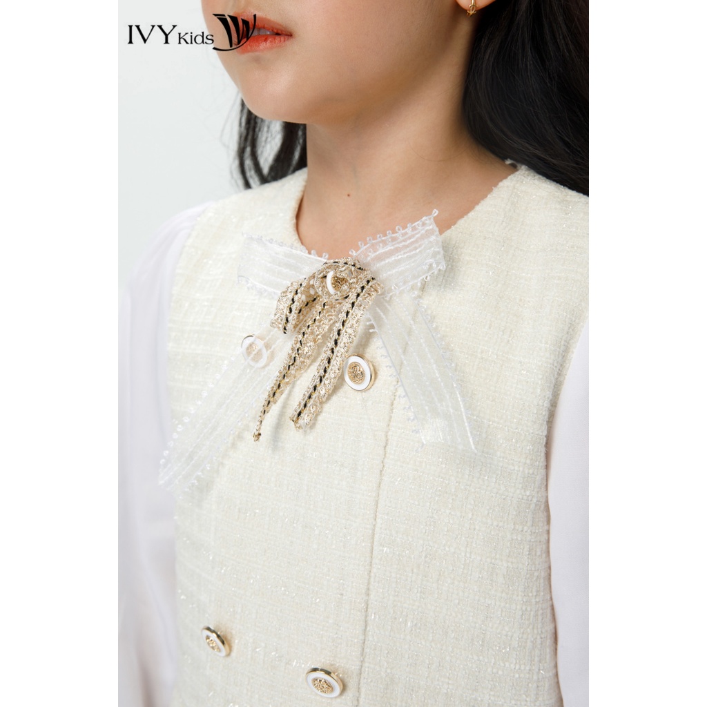 Đầm tweed dáng xếp bé gái IVY moda MS 48G1455