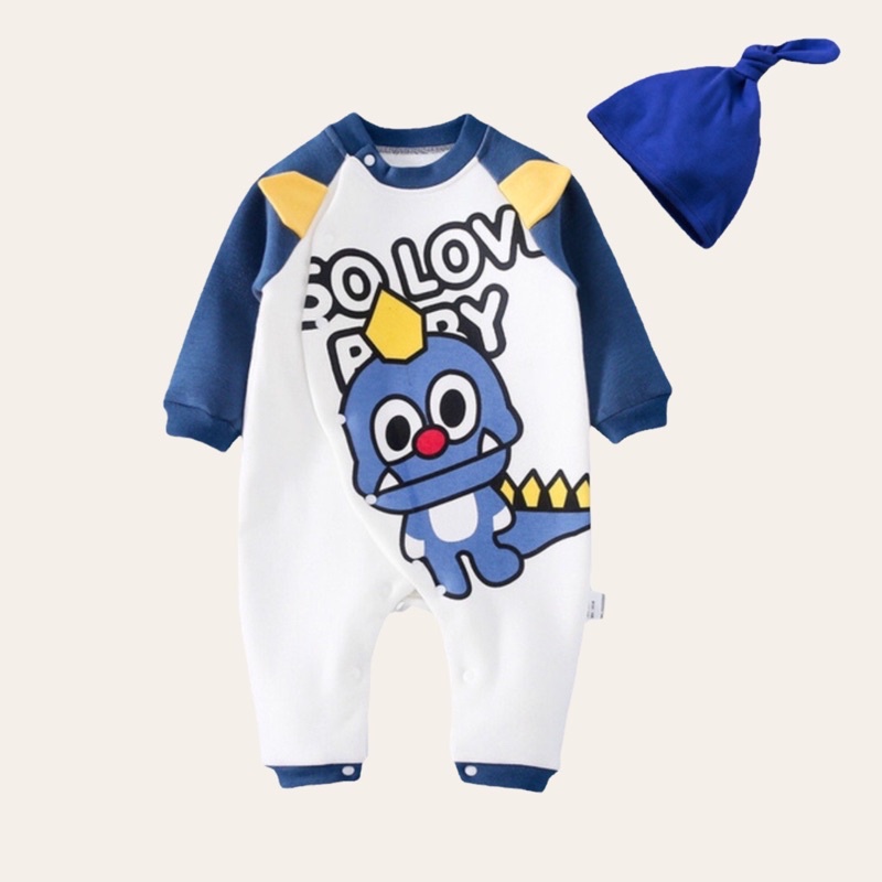 Bodysuit hình động vật dễ thương kèm mũ cho bé