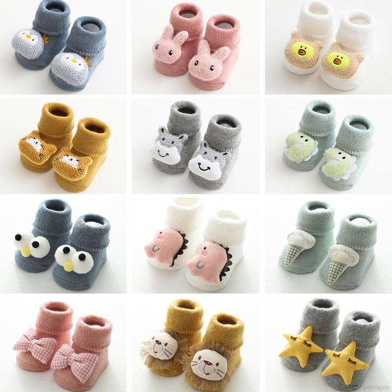 Đôi tất dày giữ ấm chống trượt 12 kiểu họa tiết hoạt hình dễ thương cho trẻ sơ sinh