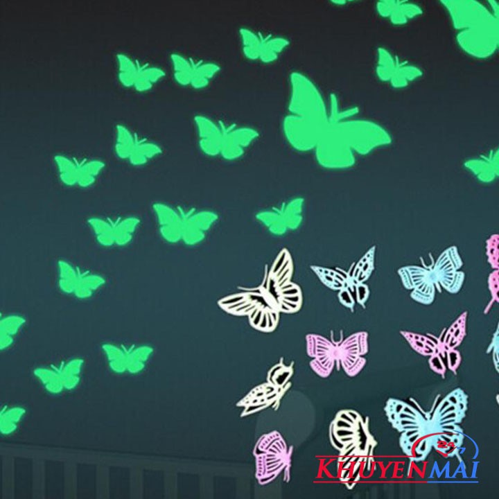 - 12 BƯỚM DẠ QUANG- Bộ 12 con bướm phát quang ban đêm