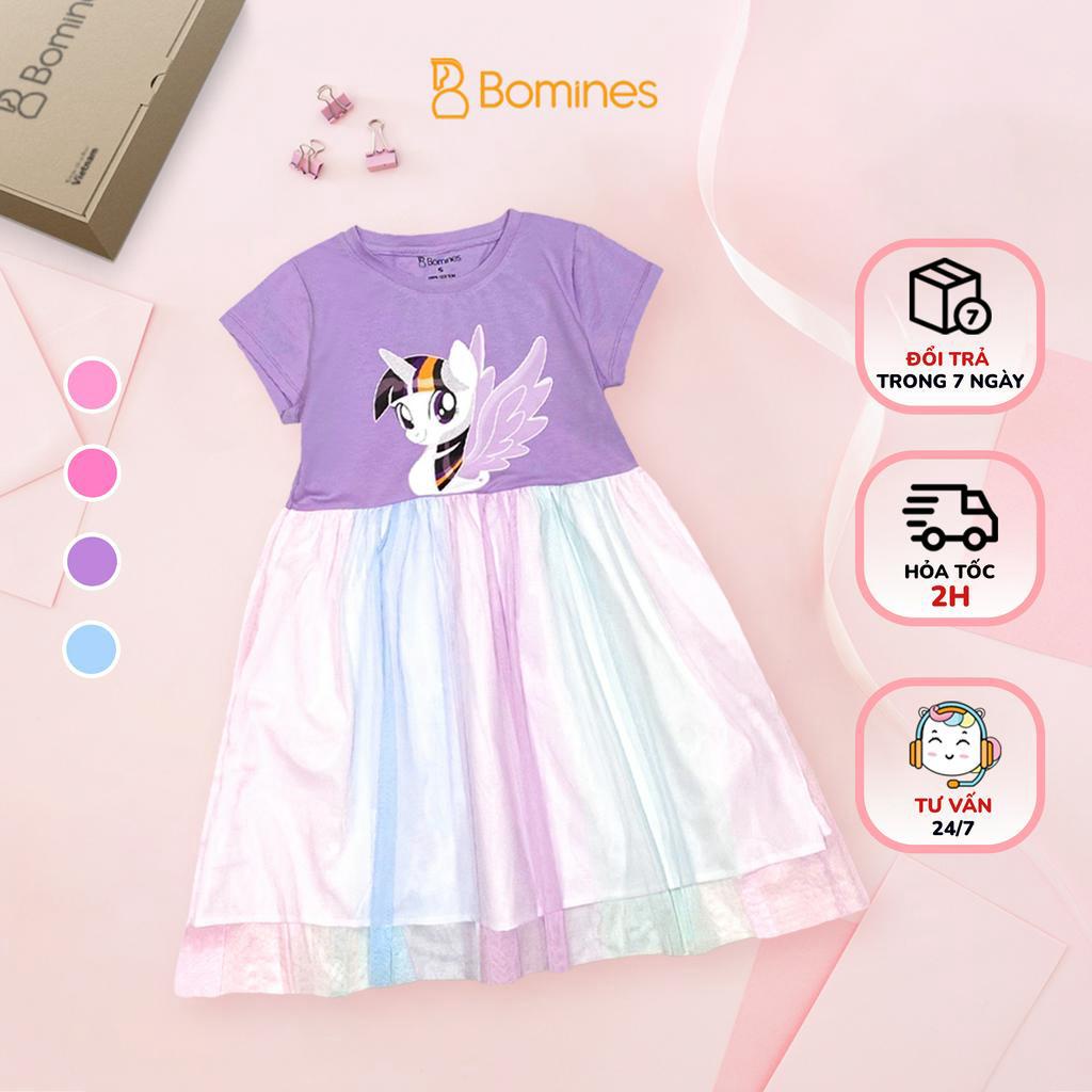 Đầm Dự Tiệc Phối Lưới My Little Pony, Váy Bé Gái Pony Bomines Cho Bé Từ 3-10 Tuổi Khoảng 12kg Đến 30kg DTNPONYPHOILUOI85