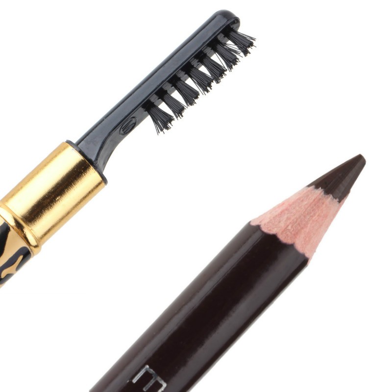 Bút chì kẻ lông mày kết hợp cọ chải 2 trong 1 màu nâu lâu trôi thiết kế vỏ họa tiết da báo | BigBuy360 - bigbuy360.vn