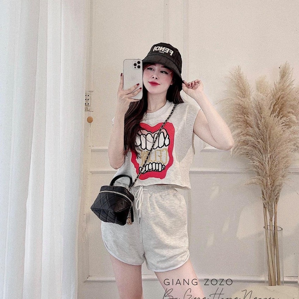 Set đồ nữ cá tính, set quần sóc áo thun đi chơi sang chảnh mùa hè đẹp 8A00229 | BigBuy360 - bigbuy360.vn