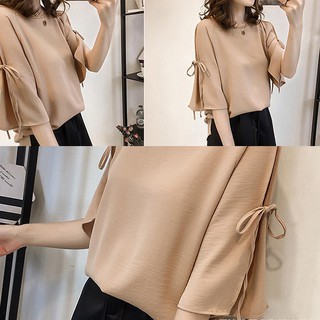 Áo voan tay lửng cột nơ