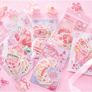 Bộ Hình Dán Sticker Series Anh Đào Mềm Mại 45 miếng dán trang trí tranh vẽ, sổ tay, planner