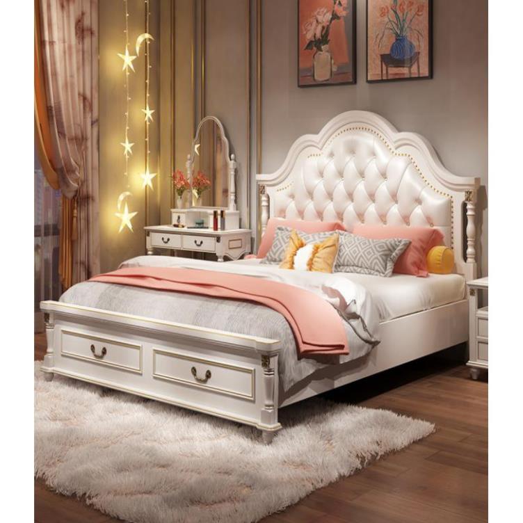 [DECOR] Giường ngủ phong cách mỹ quý tộc BED-9902B-1.8m-LS - điểm nhẹ họa tiết viền đen TÂN CỔ ĐIỂN.