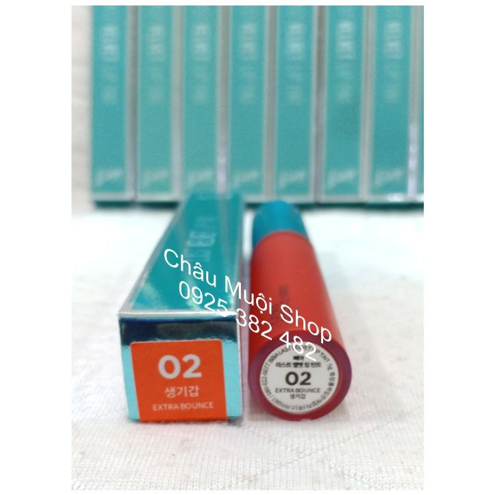 Son Kem Lì BIBIA Last Velvet Lip Tint- Màu 02 - Extra  Bounce – Đỏ Cam