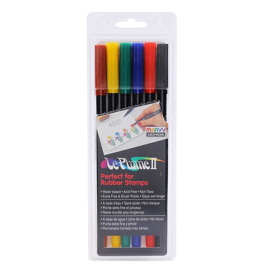 [DA ĐEN] Bút Marker Brush 2 Đầu Marvy 1122-6A