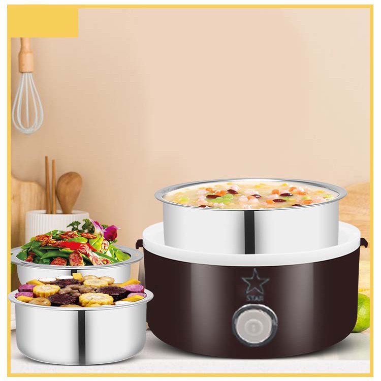 Cặp Lồng Cắm Điện 3 Tầng ruột inox Cao Cấp Ủ Nóng Thức Ăn Liên Tục (Nấu Được Cơm) - ( Giao màu ngẫu nhiên) | BigBuy360 - bigbuy360.vn