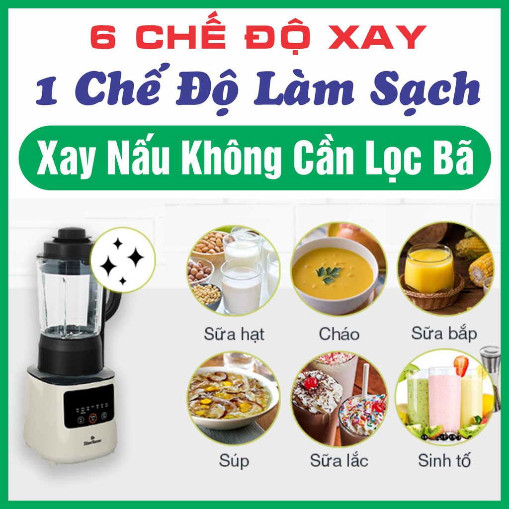 Máy Làm Sữa Hạt Đa Năng, Xay Nấu Tự Vệ Sinh Bluestone BLB-6035 Máy Làm Sữa Đậu Nành Xay Sinh Tố Xay Đá