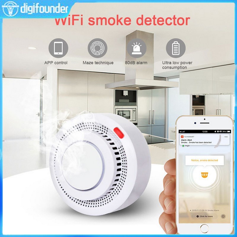 Thiết bị dò khói báo cháy kết nối wifi thông minh