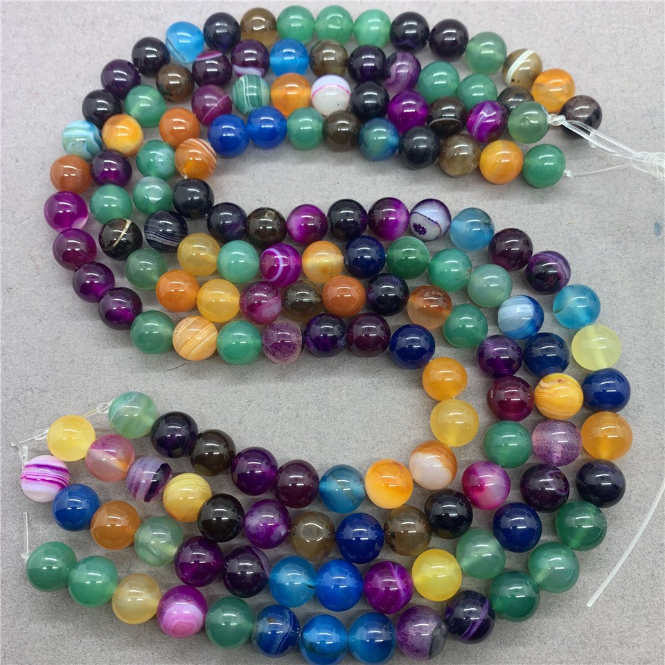 Chuỗi Hạt Đá Mã Não Nhiều Màu 4-12mm Tự Nhiên Dùng Làm Vòng Tay diy