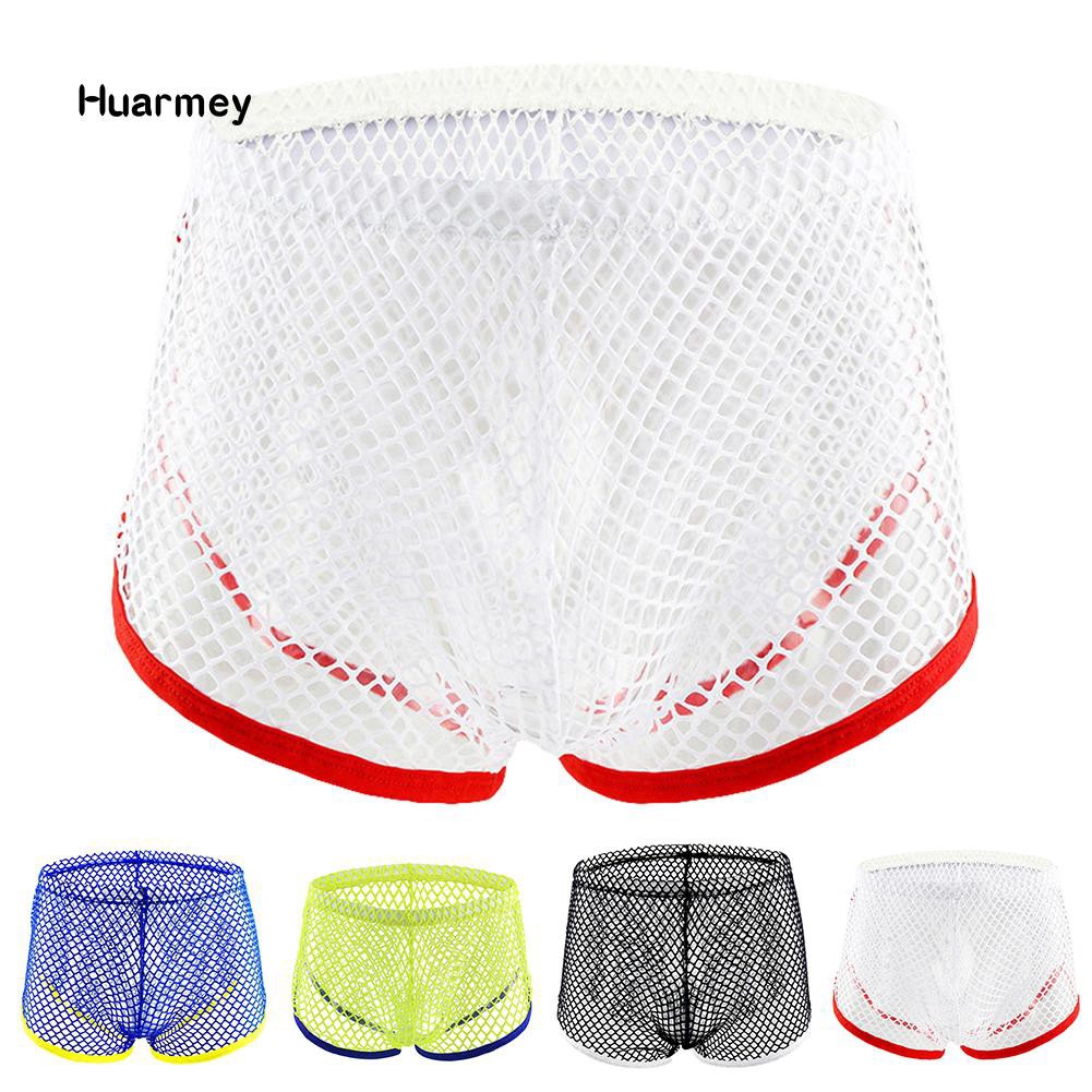 ★Quần Lót Boxer Lưng Thấp Xuyên Thấu Thoáng Khí Gợi Cảm Cho Nam