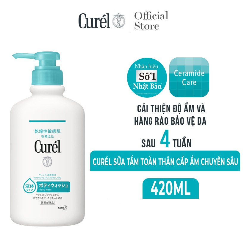 [Mã FMCGMALL -8% đơn 250K] Sữa Tắm Toàn Thân Cấp Ẩm Chuyên Sâu Curel Intensive Moisture Care Body Wash 420ml