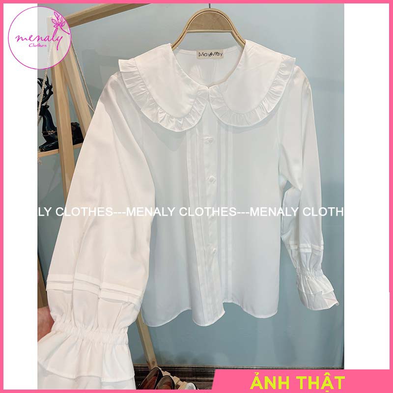 Áo sơ mi trắng nữ cổ bẻ tay phồng AH015, mẫu áo cổ bẻ bản to tiểu thư điệu đà nữ tính, dễ kết hợp trang phục