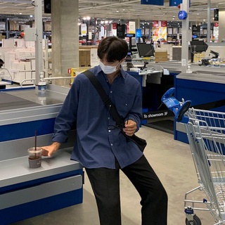 Áo sơmi unisex áo tay dài phom rộng theo phong cách korea