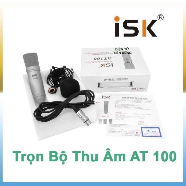 Combo trọn bộ livestream thu âm mic ISK AT100 ,sound card K10 bản đặc biệt 2020 ,đầy đủ phụ kiện