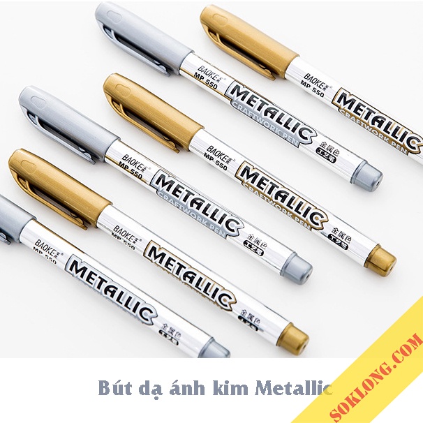 Bút dạ metallic Baoke ánh kim B39 nét 2mm vẽ viết trang trí nhiều chất liệu